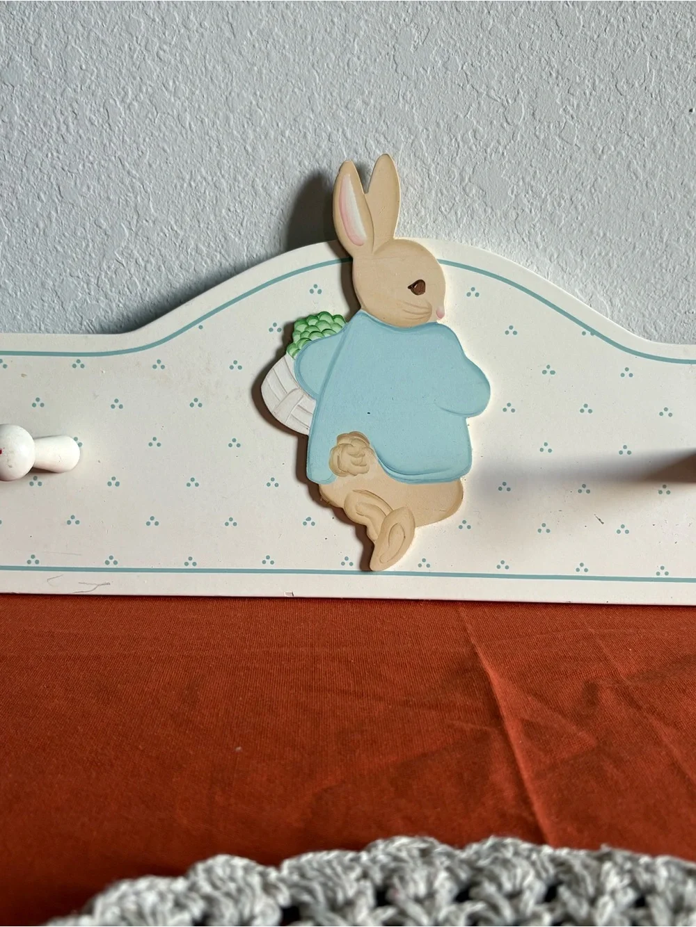 Peter rabbit vintage Wall Hook Rack - Blue and Cream